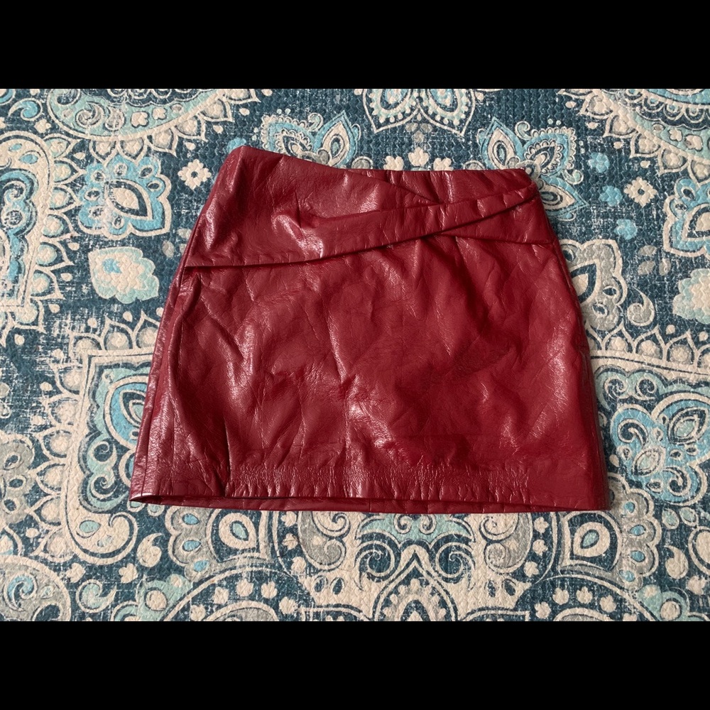 ZARA Red Pleather Mini Skirt
